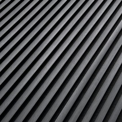 Akoestisch wandpaneel - Lattenwand - Vilt en PVC - Zwart - Black - Vochtbestendig - 60cmx270cm