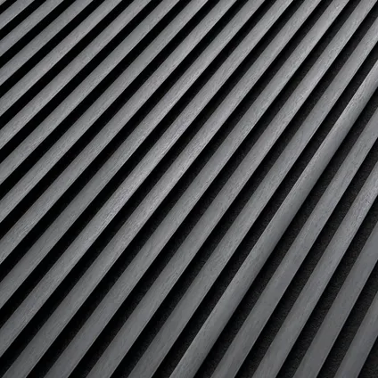 Akoestisch wandpaneel - Lattenwand - Vilt en PVC - Zwart - Black - Vochtbestendig - 60cmx270cm