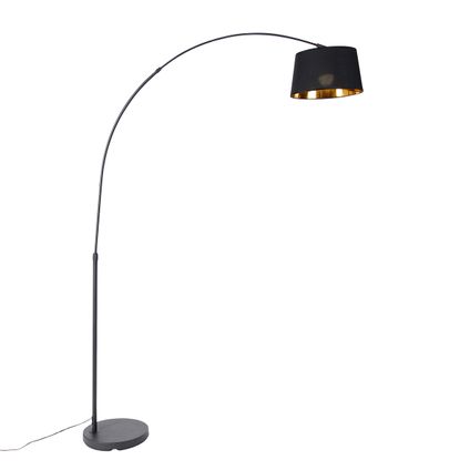 QAZQA Lampe à arc intelligente noire avec or avec Wifi A60 - Arc Basic