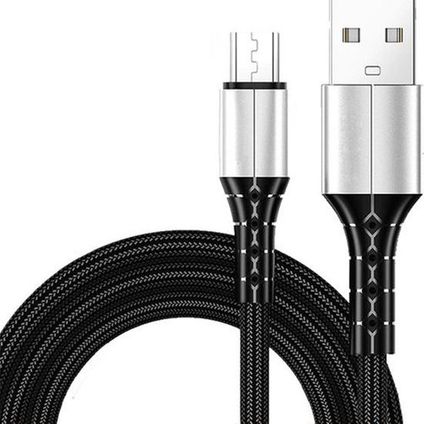 Nylon Micro naar USB A kabel - 1m - MICRO1 - Zwart