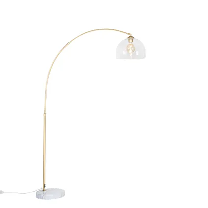 QAZQA Lampe à arc moderne en laiton avec verre clair - Arc