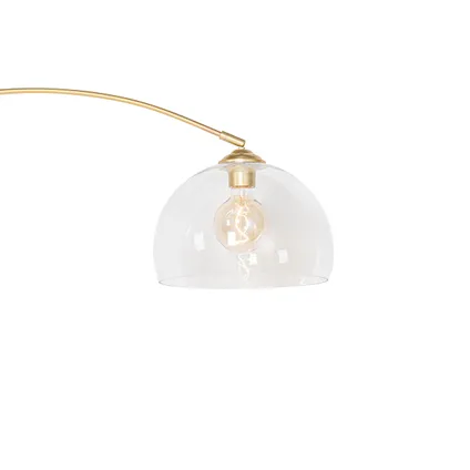 QAZQA Lampe à arc moderne en laiton avec verre clair - Arc 3