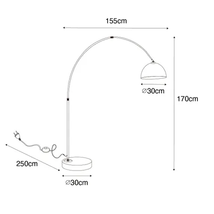 QAZQA Lampe à arc moderne en laiton avec verre clair - Arc 4