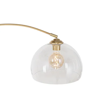 QAZQA Lampe à arc moderne en laiton avec verre clair - Arc 9