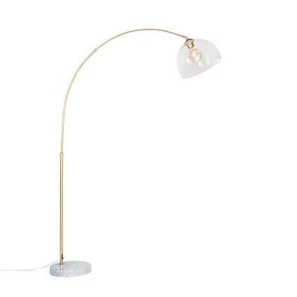 QAZQA Lampe à arc moderne en laiton avec verre clair - Arc 10