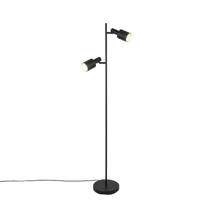 QAZQA Smart vloerlamp zwart incl. 2 Wifi A60 - Stijn