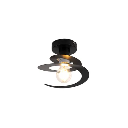 QAZQA Smart plafondlamp met zwarte spiraal kap incl. Wifi A60 - Scroll