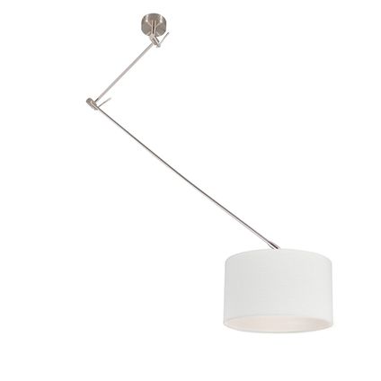 QAZQA Lampe suspendue intelligente en acier avec abat-jour blanc 35 cm avec Wifi A60 - Blitz
