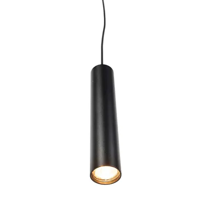 QAZQA Lampe à suspension design noir avec source lumineuse WiFi GU10 - Tuba Small 10
