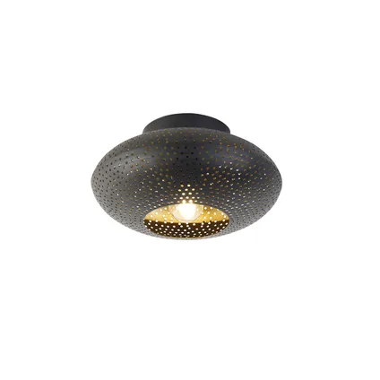 QAZQA Smart plafondlamp zwart met goud 25 cm incl. Wifi P45 - Radiance