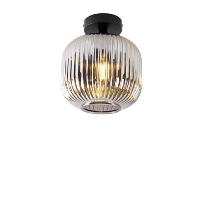 QAZQA Smart plafondlamp zwart met smoke glas incl. Wifi A60 - Karel 2