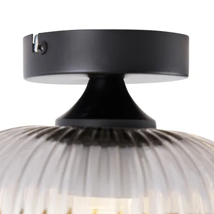 QAZQA Smart plafondlamp zwart met smoke glas incl. Wifi A60 - Karel 6