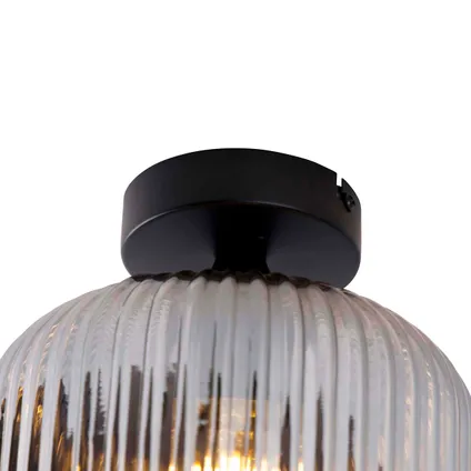 QAZQA Smart plafondlamp zwart met smoke glas incl. Wifi A60 - Karel 10