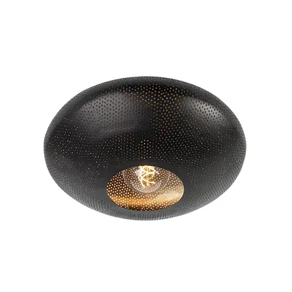 QAZQA Smart plafondlamp zwart met goud 40 cm incl. Wifi G95 - Radiance 2