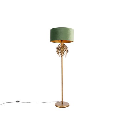 QAZQA Smart vloerlamp goud met kap groen incl. Wifi A60 - Botanica