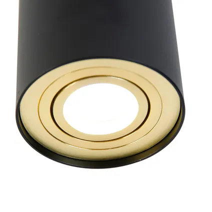 QAZQA Spot de plafond intelligent noir avec or avec WiFi GU10 - Rondoo up 7