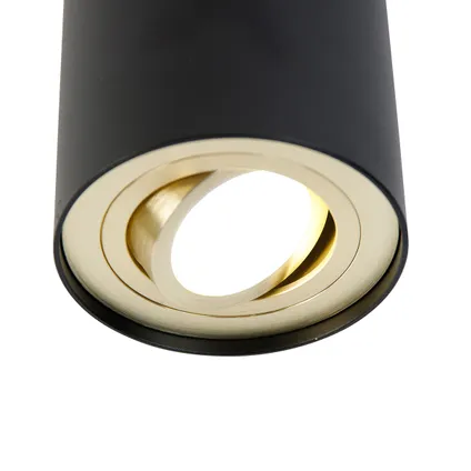 QAZQA Spot de plafond intelligent noir avec or avec WiFi GU10 - Rondoo up 8