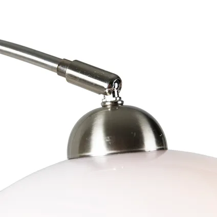 QAZQA Lampe à arc murale intelligente en acier avec abat-jour blanc, y compris Wifi A60 - Bow 9