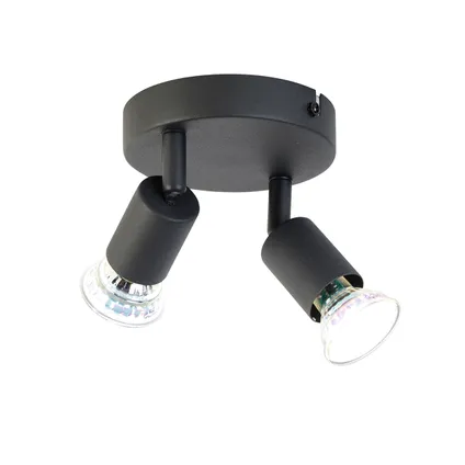 QAZQA Smart spot noir inclinable rond avec 2 WiFi GU10 - Jeany