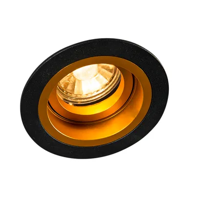 QAZQA Smart inbouwspot zwart met goud kantelbaar incl. Wifi GU10 - Chuck 6