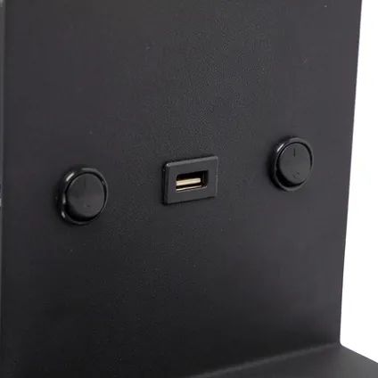 QAZQA Moderne wandlamp USB zwart met flexarm zonder kap - Duppio 6