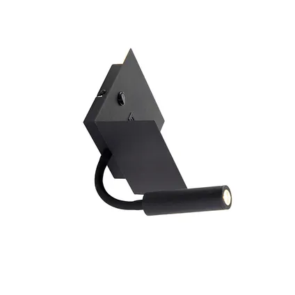 QAZQA Moderne wandlamp USB zwart met flexarm zonder kap - Duppio 10