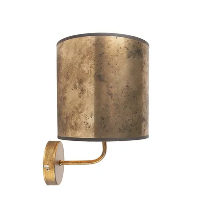 QAZQA Vintage wandlamp goud met brons velours kap - Matt 2
