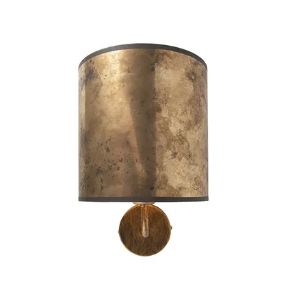 QAZQA Vintage wandlamp goud met brons velours kap - Matt 3