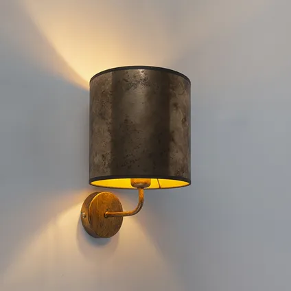 QAZQA Vintage wandlamp goud met brons velours kap - Matt 9