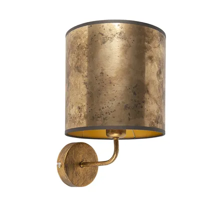 QAZQA Vintage wandlamp goud met brons velours kap - Matt 10