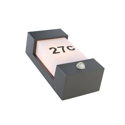 QAZQA Buiten wandlamp donkergrijs IP54 bewegingssensor - Tide 7