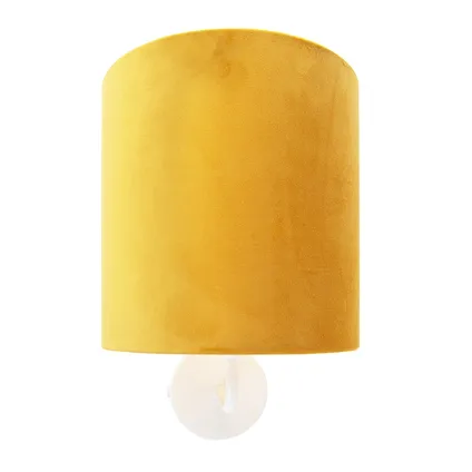 QAZQA Vintage wandlamp wit met gele velours kap - Matt 3