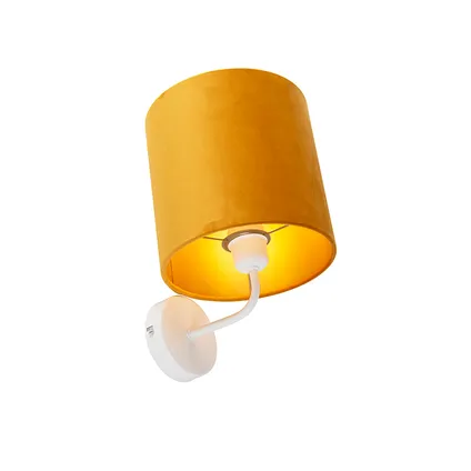 QAZQA Vintage wandlamp wit met gele velours kap - Matt 5