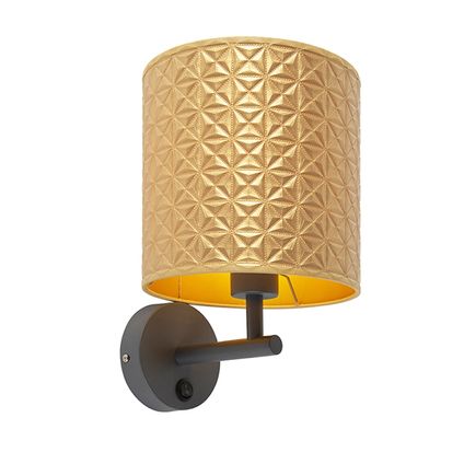 QAZQA Vintage wandlamp donkergrijs met goud triangle kap - Matt