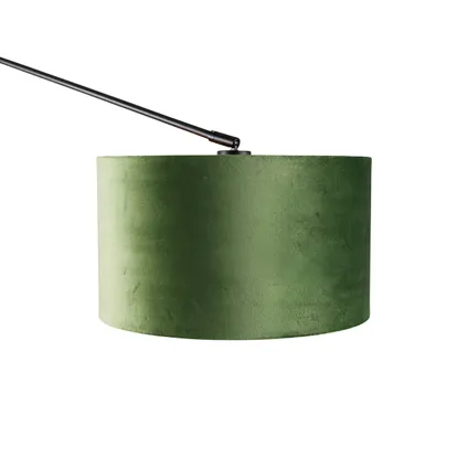 QAZQA Wandlamp zwart met velours kap groen 35 cm verstelbaar - Blitz 2