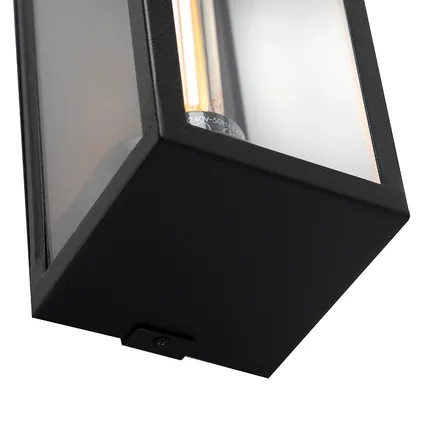 QAZQA Moderne rechthoekige buiten wandlamp zwart met glas - Rotterdam Long 7