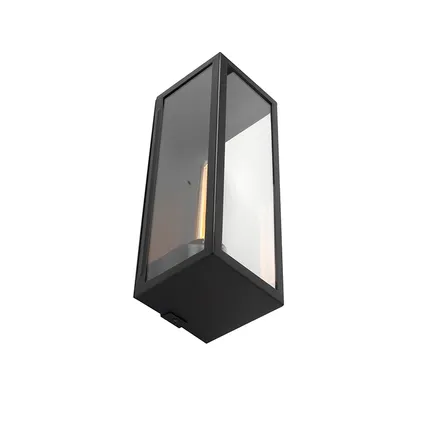 QAZQA Moderne rechthoekige buiten wandlamp zwart met glas - Rotterdam Long 9