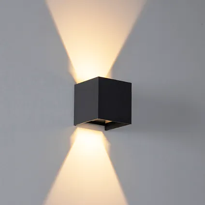 QAZQA Buiten wandlamp zwart incl. LED 2-lichts IP54 - Edwin 2