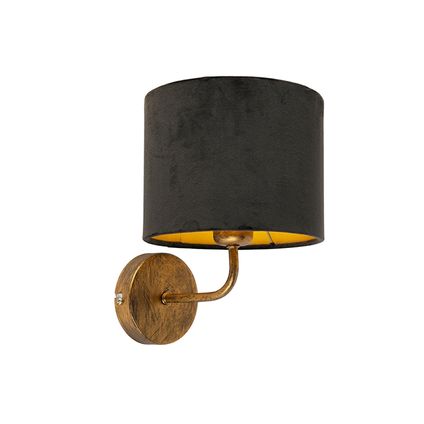 QAZQA Vintage wandlamp goud met zwarte velours kap - Matt