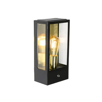 QAZQA Buiten wandlamp zwart met goud schemersensor - Rotterdam 8
