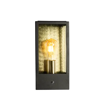 QAZQA Buiten wandlamp zwart met goud schemersensor - Rotterdam 9