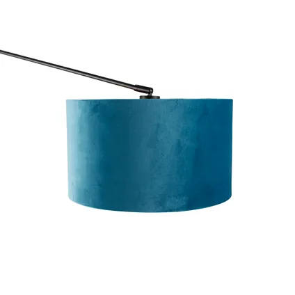 QAZQA Wandlamp zwart met velours kap blauw 35 cm verstelbaar - Blitz 2