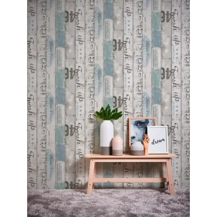 A.S. Création behang vintage sloophout planken grijs en lichtblauw - 53 cm x 10,05 m 4