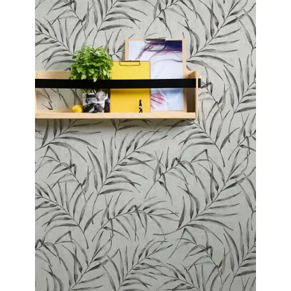 A.S. Création behangpapier tropische bladeren grijs en beige - 53 cm x 10,05 m 4