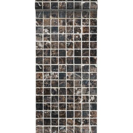ESTAhome XXL behang mosaic tiles bruin en zwart - 50 x 900 cm - 158202