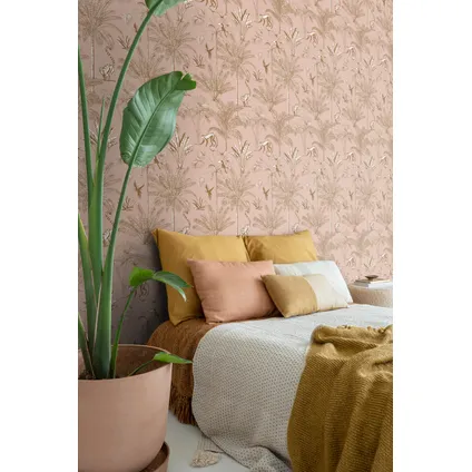 ESTAhome XXL behang jungle-motief perzik roze - 50 x 837 cm - 158943 2