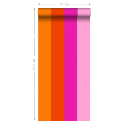 ESTAhome behangpapier strepen oranje en roze - 53 cm x 10,05 m - 116522 4