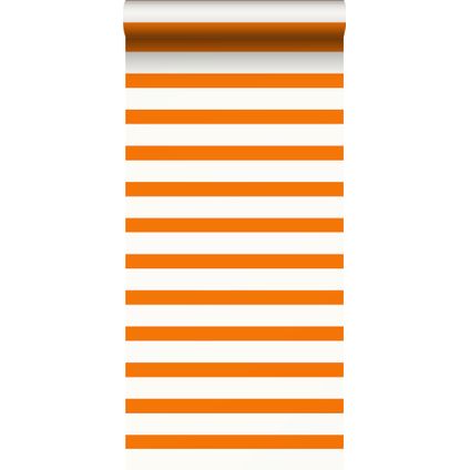 ESTAhome behang strepen oranje en wit - 53 cm x 10,05 m - 115872