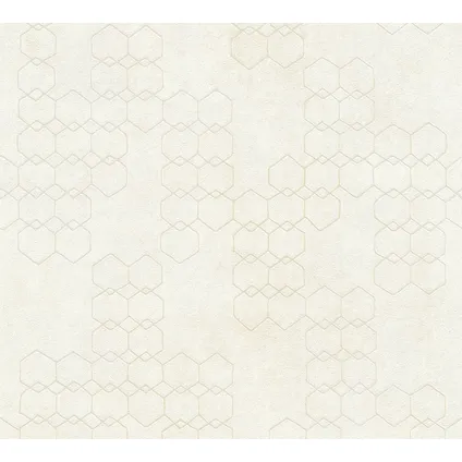 Livingwalls behang hexagon wit en goud - 53 cm x 10,05 m - AS-374241 3
