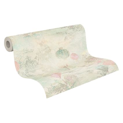 A.S. Création behangpapier oosters motief lichtgroen en roze - 53 cm x 10,05 m